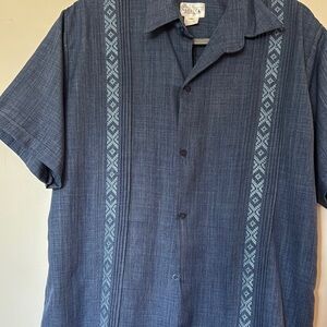 Men's Blue Guayabera Shirt
